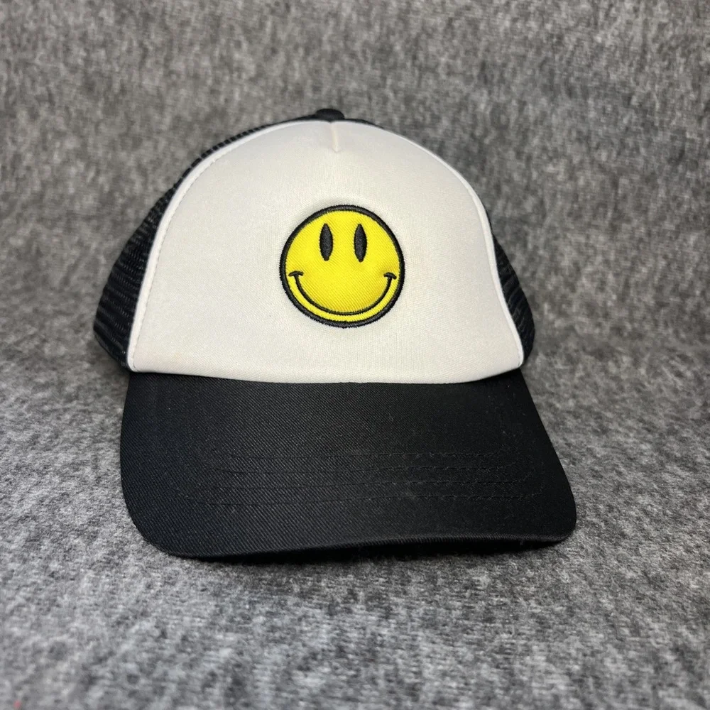 Smiley Face Snapback Smile White Hat Adjustable Adult Size Cap‎ Vintage Happy